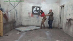 xsiteability.com - Brutally hogtied in thin leather cords on the old filthy mattress thumbnail