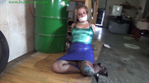 xsiteability.com - Sexy blonde secratary left helplessly hogtied in the warehouse thumbnail