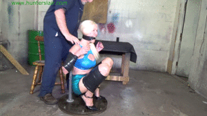 xsiteability.com - Busty blond MILF taped up tight on the girlie-go-round thumbnail