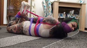 xsiteability.com - SlimSuicide hogtied with tape and ropes thumbnail