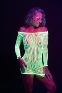 xsiteability.com - 0017-Photo Set- Blacklight with Neon Green Mesh Dress thumbnail