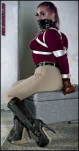 xsiteability.com - Whitney Morgan Tied in Riding Breeches and High Heeled Knee Boots! thumbnail