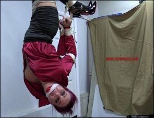 xsiteability.com - Sarah Brooke Upside Down Hogtie in the Bindery Cell! thumbnail
