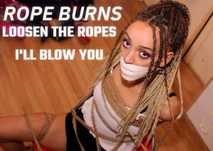 xsiteability.com - Hustlers ordeal escort call girl tied to a chair extreme hemp rope ebony bondage thumbnail
