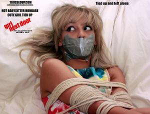 xsiteability.com - cute babysitter bondage hot girl bound duct tape gagged FiFi tied up thumbnail