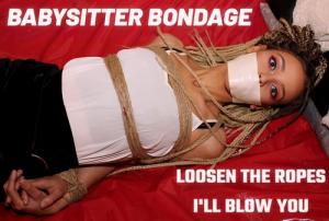xsiteability.com - ebony babysitter bound and gagged part 2 tight elbow hemp rope bondage  thumbnail