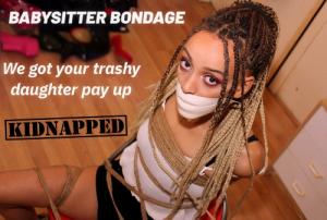 xsiteability.com - hot gorgeous babysitter bondage tied up  inescapable hemp rope microfoam gag thumbnail